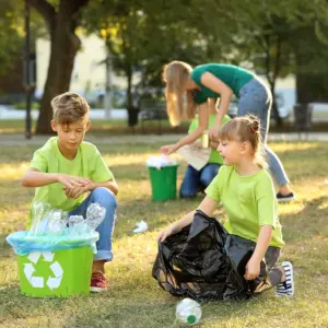 kids recycling at a park